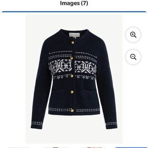 Navy Cardigan with Gold Accents